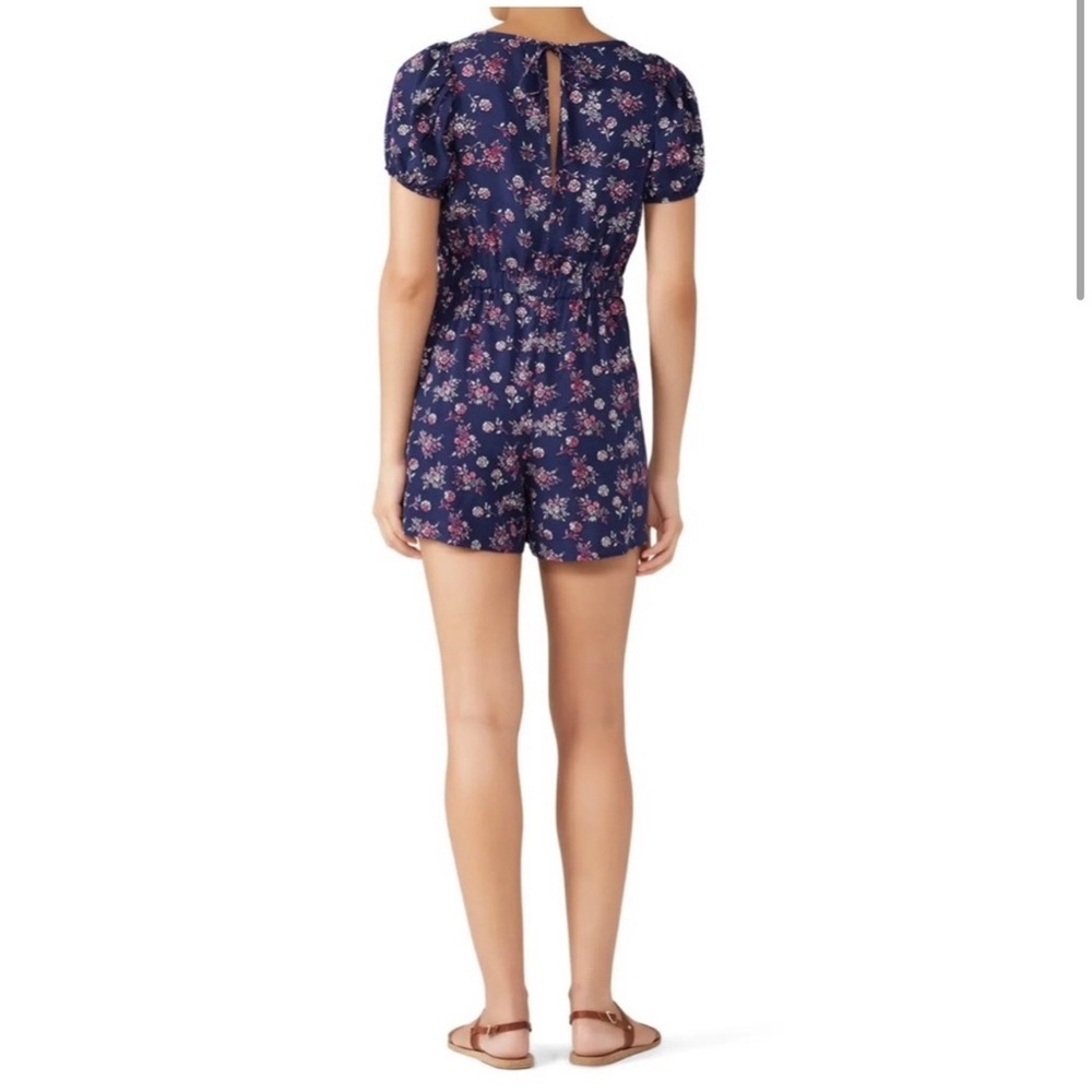 Louna Navy Floral Puff Sleeve Romper Boho Bohemian Cottagecore Prairie Size M - Picture 2 of 6